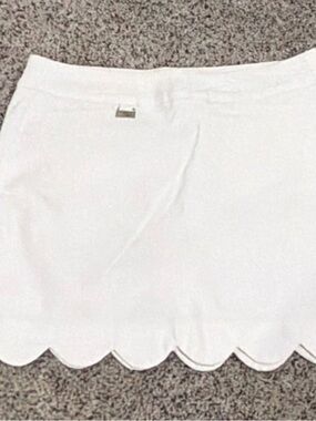 White Scalloped-Hem Mini Skirt